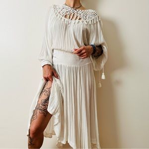 Free People Camille Crochet Macrame Midi Dress